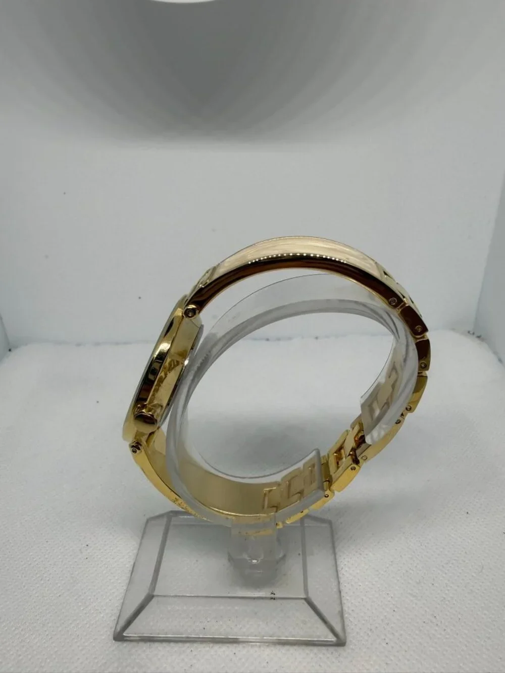 Anne Klein Women's Gold-Tone Cream Dial Marble Acetate Bracelet Watch AK/2690